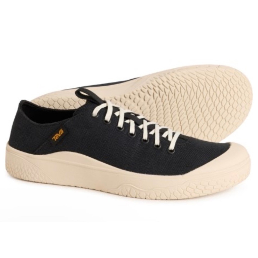 Teva Canyon Womens 6 Black Canvas Low Top Sneakers Cap Toe Cream‎ Sole 1153062